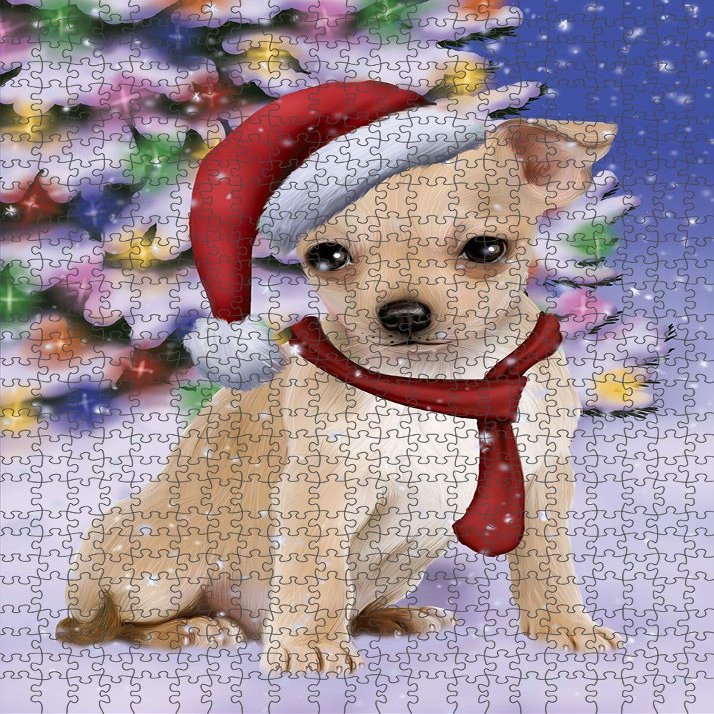 Christmas Winterland Wonderland Chihuahua Dog Jigsaw Puzzle for Adults - Animal Printed Interlocking Puzzle Game Artwork - Gift for Dog Lover's -1000 Pcs 29.5"x19.7", PZLE54811