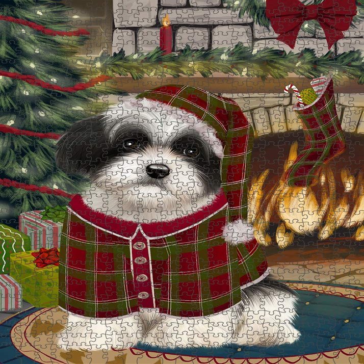 Christmas Stocking was Hung Havanese Dog Jigsaw Puzzle for Adults - Animal Printed Interlocking Puzzle Game Artwork - Gift for Dog Lover's -1000 Pcs 29.5"x19.7", PZLE51850