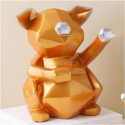 Piggy Bank,Decorative Piggy Bank Geometry Lucky Pig Piggy Bank Creative Small Coin Bank Box Animal Resin Desktop Money Bank Golden Piggy Bank for Kids Decor Money Bank for aldult (Color : Small) (Col