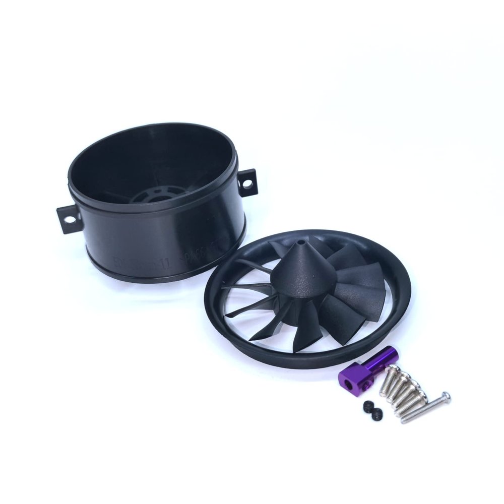 DoBoFo EDF 50mm Housing with Fan 11 Blades Without Motor, Electric Ducted Fan Without Motor for EDF 3S 4S,Hobby RC Jet Engine Propeller, Remote Control Model Replacement Airplane Parts DIY