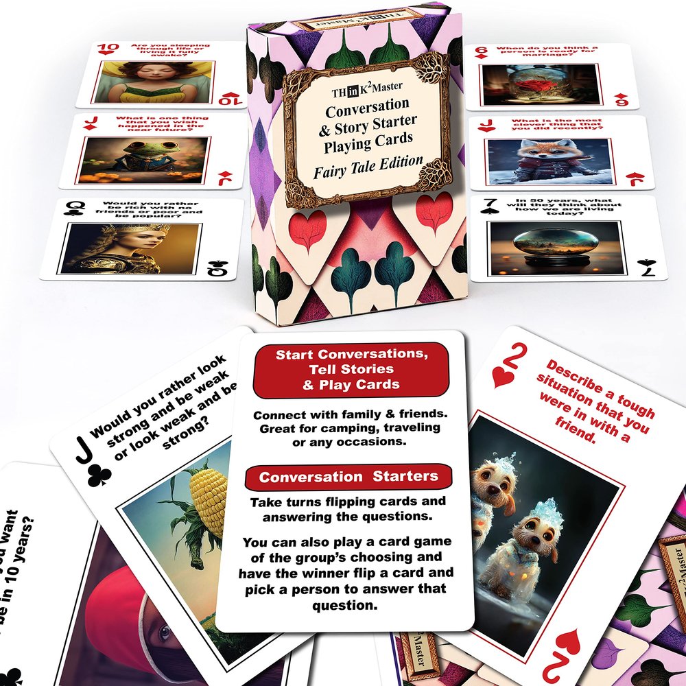 THINK2MASTER Family Conversations & Story Starter Playing Cards - Fairytale Edition 54 Cards