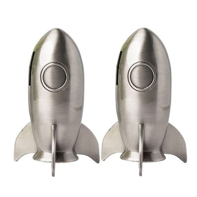 Piggy Bank,Decorative Piggy Bank Boys Piggy Bank Rocket Shape Coin Bank 5.4in Small Money Bank Zinc Alloy Metal Change Bank with Stopper Piggy Bank for Kids Money Bank for aldult (Color : 2pcs)