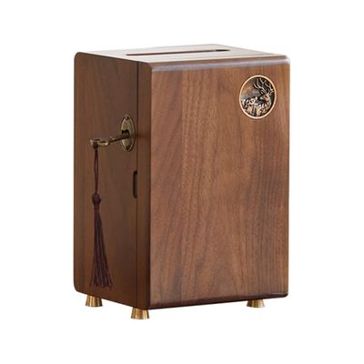 Piggy Bank,Decorative Piggy Bank Money Bank Black Walnut Wooden Piggy Bank Vintage Antique Coin Paper Money Saving Box with Bronze Key and Brass Base for Adult Money Bank for aldult (Color : 1pcs)