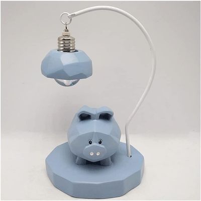 Piggy Bank,decorative piggy bank Geometric Design Piggy Bank Pig Shape Coin Bank Resin Money Saving Bank Toy Gray And Blue Table Lamp Resin Money Banks For Kids money Bank for aldult (Color : Large A)