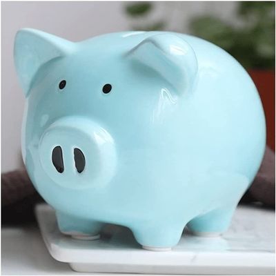 Piggy Bank,decorative piggy bank Pig Ceramics Piggy Bank For Adults Child To Cherish Cute Money Bank Coin Bank For Boys Kids Girls (blue,white,pink) money Bank for aldult (Color : Blue Medium) ( Color