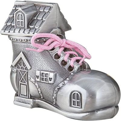 Piggy Bank,Decorative Piggy Bank Shoe Shape Piggy Bank Reusable Coin Bank with Stopper Real Laces Decoration Ancient Tin Color Money Box for Kids Adult Desktop Money Bank for aldult (Color : 1pcs)