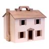 AmishToyBox.com Wooden Doll House Toy with 16 Piece Doll-House Furniture Set - Easy Access with Opening Design (Natural and Harvest Stain) view 1