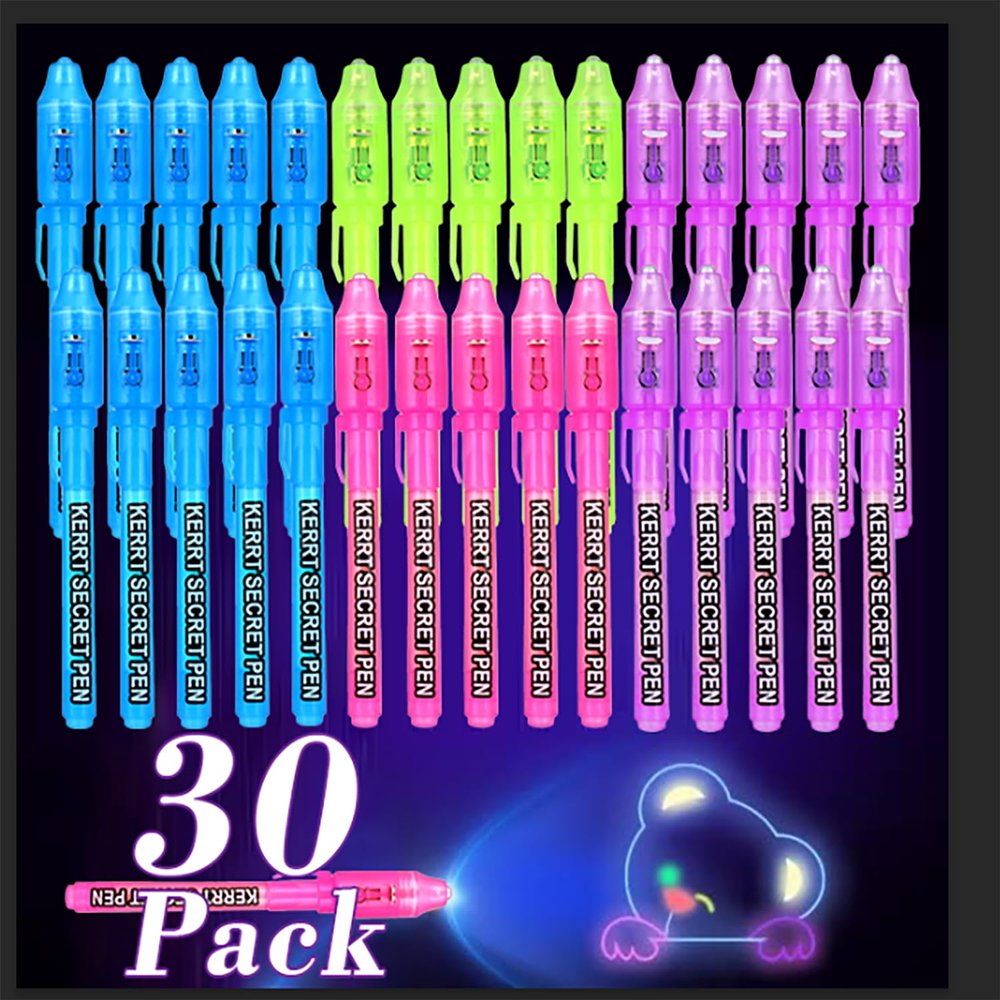 30 Pieces Invisible Ink Pen with UV Light Spy Pens Secret Message Pens Magic Invisible Ink Marker Party Favors for Kids