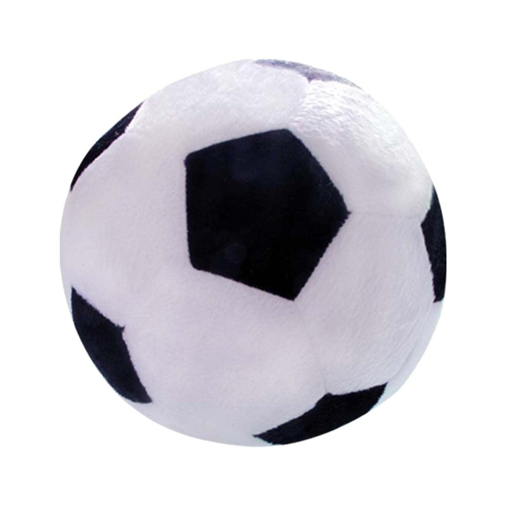 Colaxi Plush Football Toy, Soccer Ball Plush Pillow Sport Toys 17cm Diameter Soft Rattle Stuffed Plush Toy for Gift Toddlers Children Baby, White Black