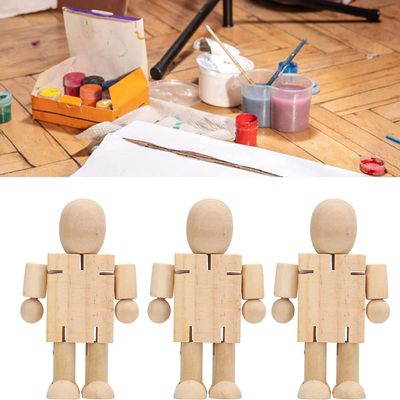 KJH Wooden Flexible Robot, Exercise Hands on Ability Flexible Joints Birch Material Wooden Cubebot for Handicraft School and Classes Set of 3