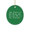 Best Juggling Oval Ornament, The Voices in My Head are Telling Me to Go Juggling., Inspirational for Friends, Holiday view 1
