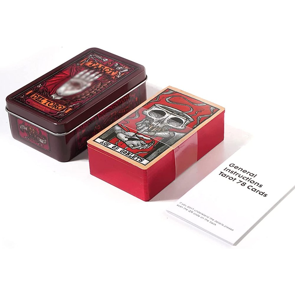 Jayiaine Tarot Card Deck Classic Set with The Guide Future 78 Tarot Cards, Artwork Portable Tarot Game Beginner and Professional Player for Holiday Family Party Playing Card Board Game Gifts,Red