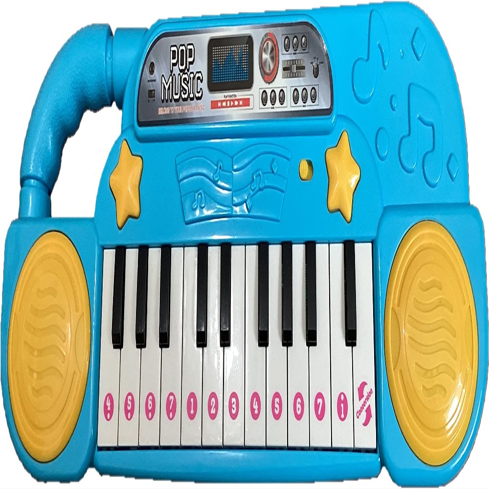 22 Key Battery Operated Kids Musical Keyboard Piano for Children with Popular Preset Songs Included - Blue