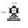 Deer Hunting Cake TopperBlack Antler Happy Birthday Cake TopperHunter Camping Themed for Kids Boy Girl Men Happy Birthday Party Supplies view 2