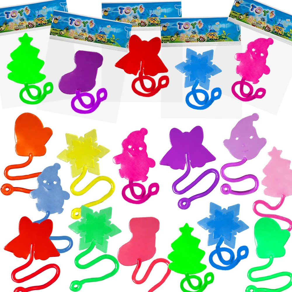 Mchochy 28pcs Christmas Sticky Hands Toys for Kids, X-mas Styles Stretchy Toys for Christmas Stocking Stuffers, Gifts, Pinata Fillers, Party Favors for Kids