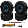 HIRCQOO 2.2" Rubber Tires Inflatable OD135mm & 12mm Hex Hub Plastic Beadlock Wheel Rims Compatible with Axial SCX10 Tamiya CC01 TF2 Traxxas 1/10 RC Monster Truck Crawler (Blue) view 2