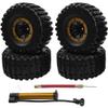 HIRCQOO 2.2" Rubber Tires Inflatable OD135mm & 12mm Hex Hub Plastic Beadlock Wheel Rims Compatible with Axial SCX10 Tamiya CC01 TF2 Traxxas 1/10 RC Monster Truck Crawler (Yellow) view 1