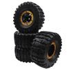 HIRCQOO 2.2" Rubber Tires Inflatable OD135mm & 12mm Hex Hub Plastic Beadlock Wheel Rims Compatible with Axial SCX10 Tamiya CC01 TF2 Traxxas 1/10 RC Monster Truck Crawler (Yellow) view 3