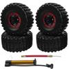 HIRCQOO 2.2" Rubber Tires Inflatable OD135mm & 12mm Hex Hub Plastic Beadlock Wheel Rims Compatible with Axial SCX10 Tamiya CC01 TF2 Traxxas 1/10 RC Monster Truck Crawler (Red) view 1