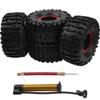 HIRCQOO 2.2" Rubber Tires Inflatable OD135mm & 12mm Hex Hub Plastic Beadlock Wheel Rims Compatible with Axial SCX10 Tamiya CC01 TF2 Traxxas 1/10 RC Monster Truck Crawler (Red) view 3