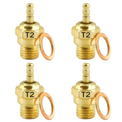 kingsea 4 Pcs Upgrade T2 RC Spark Glow Plugs Hot Spark 70117 Super Duty Nitro Engine Parts Compatible with RC Nitro Engine Car Truck