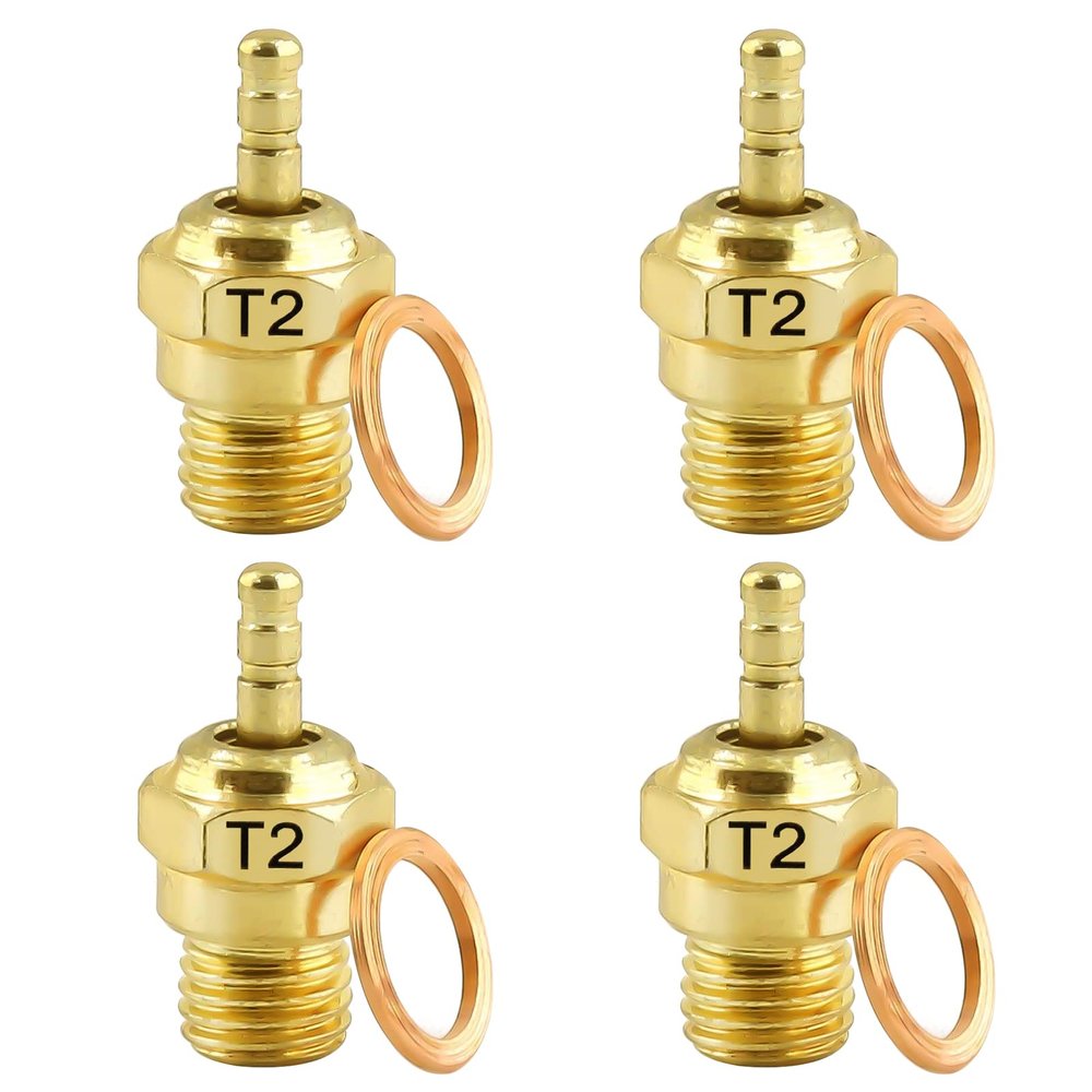 kingsea 4 Pcs Upgrade T2 RC Spark Glow Plugs Hot Spark 70117 Super Duty Nitro Engine Parts Compatible with RC Nitro Engine Car Truck