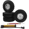 HIRCQOO 2.2" Rubber Tires Inflatable OD128mm & 12mm Hex Hub Plastic Beadlock Wheel Rims Super Grip Tyers Compatible with 1/10 Axial Tamiya Redcat RC Crawlers Truck (Silver) view 1