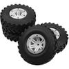 HIRCQOO 2.2" Rubber Tires Inflatable OD128mm & 12mm Hex Hub Plastic Beadlock Wheel Rims Super Grip Tyers Compatible with 1/10 Axial Tamiya Redcat RC Crawlers Truck (Silver) view 2