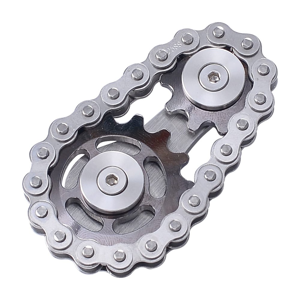 ILYMB Chain Gear Fidget Spinner, Metal Sprocket Chain Fidget Toy, Stress Anxiety Relief Fidget Toy, Bike Chain Gears Novelty Toy,Metal EDC for Anxiety Relieve Boredom ADHD Autism (Dark Grey)
