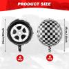 12 Black & White Checkered Balloons, Race Car & Tire Designs, Aluminum Foil Checkered Flag Balloons for Racing Theme Birthday Party Decoration Supplies - 18 Inch view 2