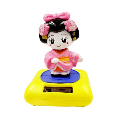 Japanese Dancer Pink Solar Car Bobblehead Toy Decoration 7325-6