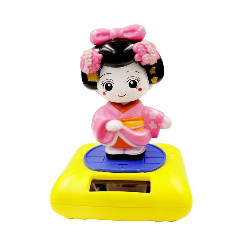 Japanese Dancer Pink Solar Car Bobblehead Toy Decoration 7325-6