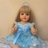 Meeler 22 Inch Reborn Baby Dolls, Realistic Newborn Cute Princess Girl Long Blonde Hair Doll Lifelike Baby with Full Silicone Vinyl Body That Look Real Toddler Kids Birthday Gift view 2