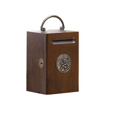 VNABO Money Bank Vintage Piggy Bank Classic Wooden Money Banks with Key and Handle Large Capacity Coin Can Perfect Home Decor