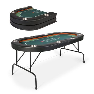 LUCKYERMORE Poker Table, 71' 8 Players, Folding, Casino Poker Table, Texas Holdem, 8 Cup Holders & Padded Rails