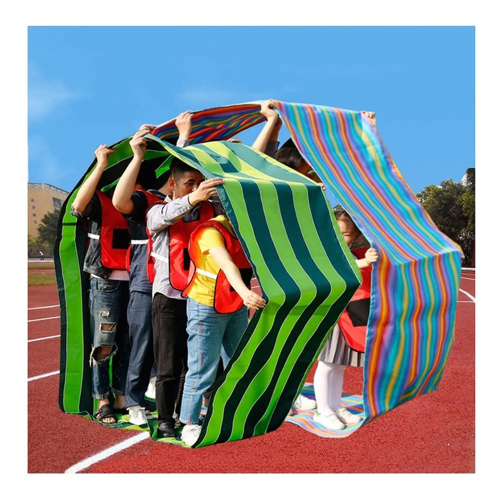 2PCS Teamwork Games Playing Run Mat, Outdoor Field Day Group Building Group Learning Activity Game for 2-18 People (Size : Kids-4M/13FT)