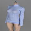 1/6 Scale Female Figure Clothes,Female Stretch Tight Sweater Thick Striped Bottoming Shirt Costume for 12inch PH TBL JO Action Figure Body (Blue) view 1