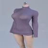 1/6 Scale Female Figure Clothes,Female Stretch Tight Sweater Thick Striped Bottoming Shirt Costume for 12inch PH TBL JO Action Figure Body (Gray-Purple) view 1