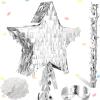 Sratte Star Piata with Tassel Mini Silver Piata Festive Star Piata with Stick Blindfold Confetti Foil Piata 12 x 12 x 3 Inch for Adults Anniversary Mexican Birthday Baby Shower Party view 1