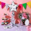 Sratte Star Piata with Tassel Mini Silver Piata Festive Star Piata with Stick Blindfold Confetti Foil Piata 12 x 12 x 3 Inch for Adults Anniversary Mexican Birthday Baby Shower Party view 2