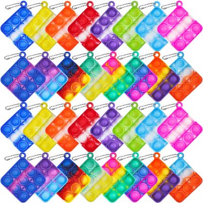12Pcs Random Color Mini Pop Keychain Fidget Toy Push Bubble Pop Silicone Squeeze Sensory Toys Make Fun for Kids Anxiety Stress Reliever for Adults