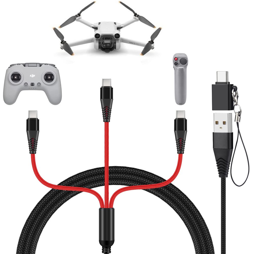 Charger for DJI Mini 4 Pro, Mini 3 Pro, Mavic 3, Air 2S, Avata Drone, 3-in-1 3A Fast Charging Cable USB C Cord with Adapter for DJI FPV Remote Controller Motion Controller Battery Accessories, 4ft