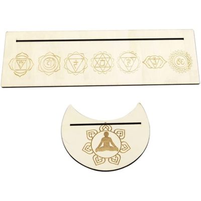 Jayiaine Wooden Tarot Card Stand Holder 2 Set, Moon Phase Tarot Card Altar Stand Moon Shape and Card Holder for Witch Divination Tools Tarot Reading Accessories,1