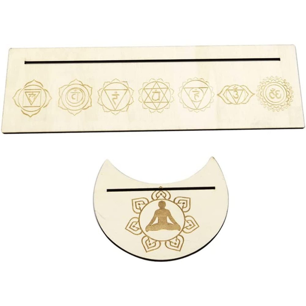 Jayiaine Wooden Tarot Card Stand Holder 2 Set, Moon Phase Tarot Card Altar Stand Moon Shape and Card Holder for Witch Divination Tools Tarot Reading Accessories,1