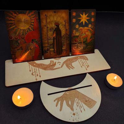 Jayiaine Tarot Card Holder Stand,Wooden Tarot Card Stand,Display Daily Divination Cards,Tarot Reading Accessories,Tarot Card Display Wiccan Altar Supplies for Witchy Room Decor,A