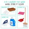 Lil' Jumbl Kids Washer and Dryer Playset, Wooden Children's Pretend Laundry Set, Includes Broom, Dustpan, Iron, Hangers & Basket, Realistic Laundry Room for Kids view 3