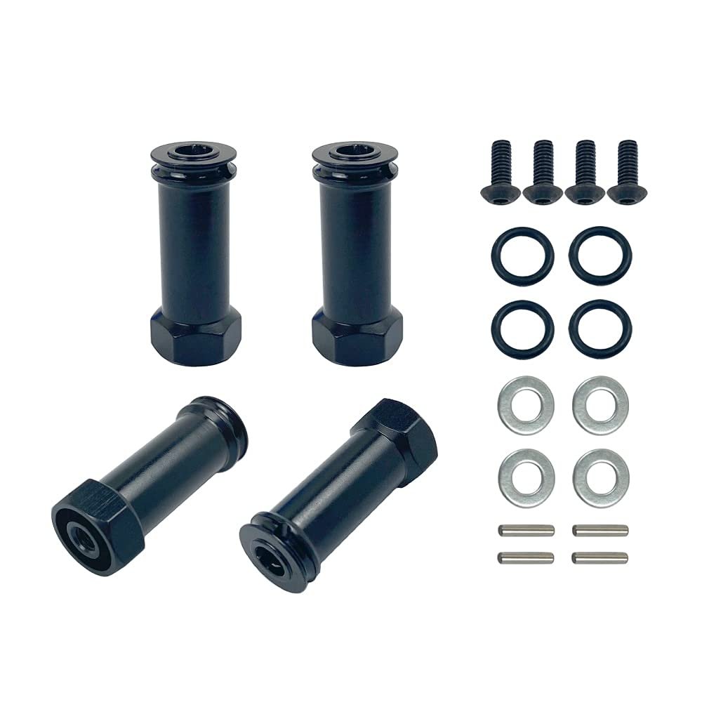 4Pcs 12mm Metal Wheel Hub Hex Adapter Long 30mm Extension Combiner Coupler for 1/10 Traxxas Slash 4X4 HQ727 RC Car Upgrades Part (Color : Black)