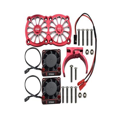 GPM Upgrades Aluminum 7075-T6 Motor Heatsink with Dual Metal Frame Cooling Fan and Adjustable Mount for 1/5 Kraton 8S BLX Monster Truck (ARA110002) (ARA5810) 1/5 X-MAXX XO-01 RC Cars (red)