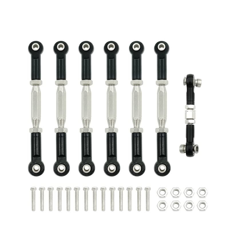 7PCS Adjustable Metal Pull Rod Link Rod Linkage for 1/10 Traxxas Slash 4X4 / 2WD Short Course Car Upgrade Parts (Color : Black)