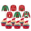 24 Pack Ugly Sweater Cupcake Toppers Christmas Tree Deer Snowflake Cupcake Picks Merry Christmas New Year Holiday Ugly Sweater Xmas Party Cake Decorations Supplies view 1